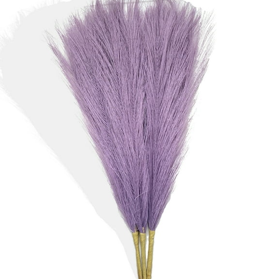 Faux Pampas Grass Small, 17" Lavender Purple Artificial Pampas Grass Fluffy 3 Pcs pompous Grass Flower Arrangement and Vase Filler for Boho Home Wedding Decoration