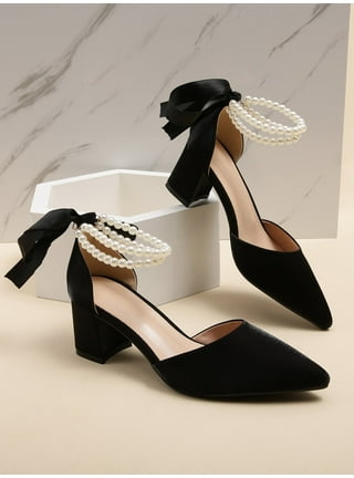 Black heels with pearl ankle strap outlet