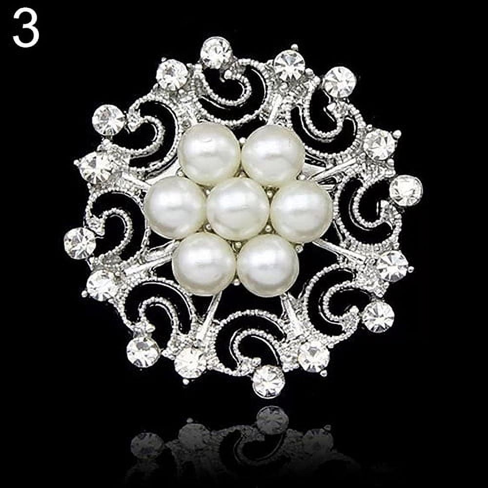 124 Pcs Bouquet Pins Flower Brooch Rhinestone Brooches Diamond Pins for Flowers Crystal Corsage Pins Boutonniere Pin Crystal Stick Pins Embellishment