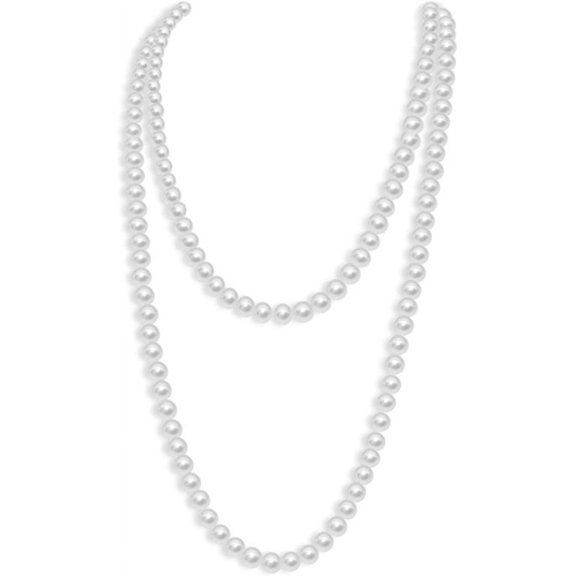 Faux Pearl Long Necklace for 1920s Flapper Costume Party Jewelry Colorful Pearls Long, Style T3576