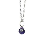 Faux Pearl On Purple Sea Shell Pendant Chain Necklace Novelty Gift Jewelry