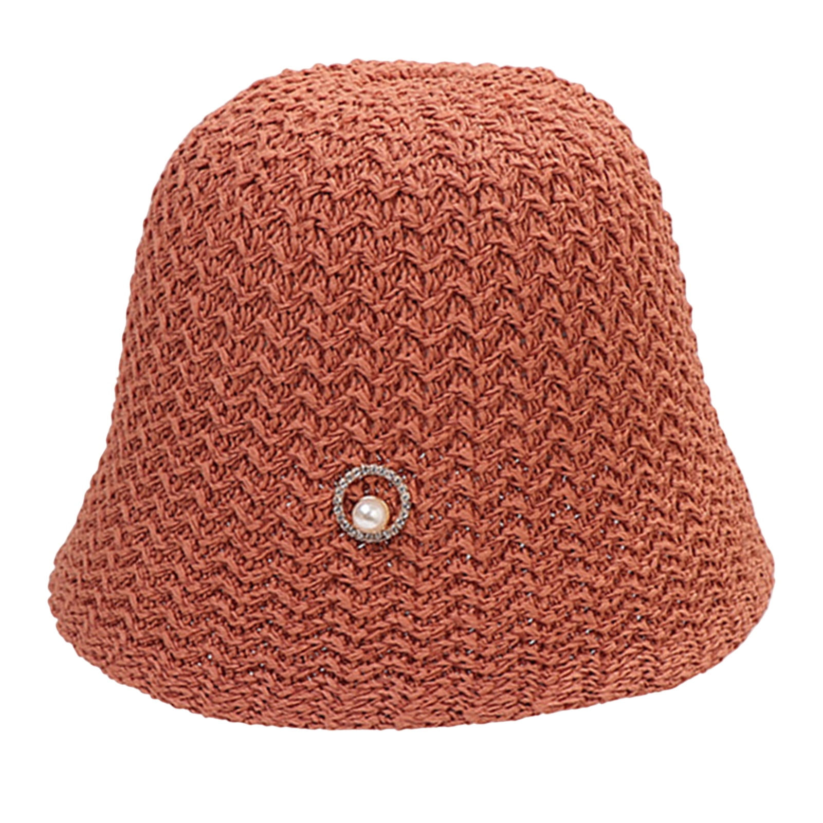 Faux Pearls Sun Hat Short Brim Floppy Summer Hats For Women Dome