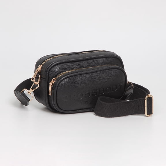 Faux Pebbled Leather Structured Crossbody Bag