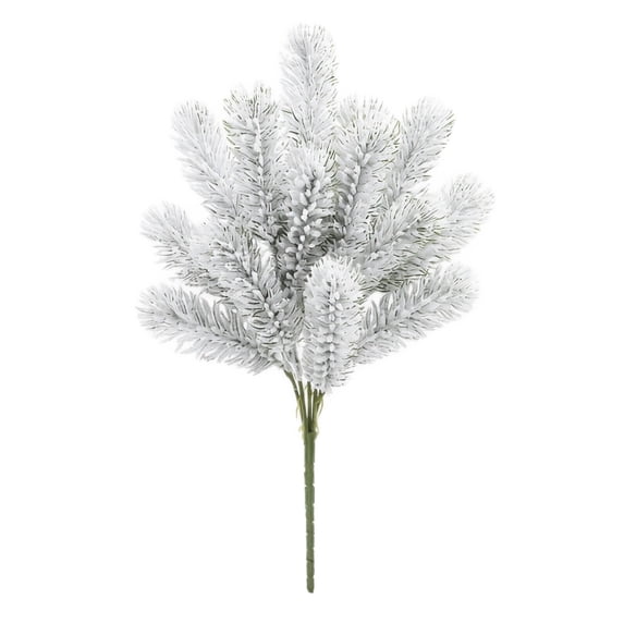 Faux Pine Branches with Snow Dusted Needles, Elegant Christmas Decorations for Home with Winter Aesthetic