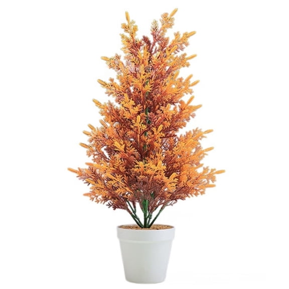 Faux Pine Tree Artificial Mini Spruce Landscape Marker Potted Decor For Winter Holiday Porch Display Brown