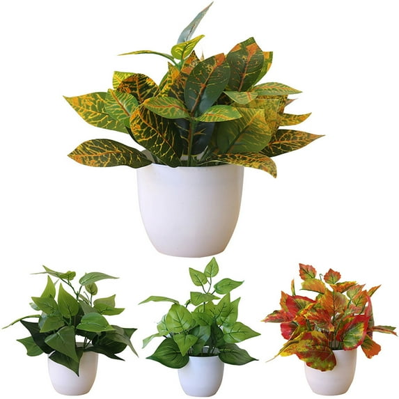 Faux Plants Indoor, Artificial Plant for Home Decor, Small Fake Plants - Fake Plants Decor and Decorative Plants, Fake Plant and Artificial Plant for Indoor and Outdoor - White Pot(9” - 11”H)