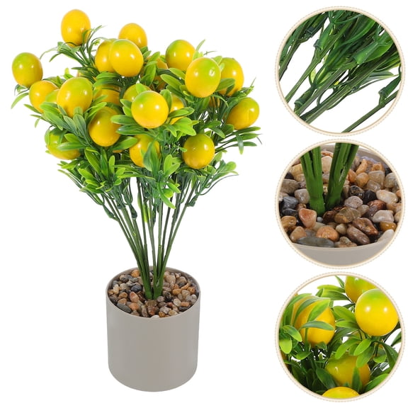 Milisten Faux Mini Lemon Artificial Lemon Tree Plastic Everlasting Freshness Bathroom 1Set