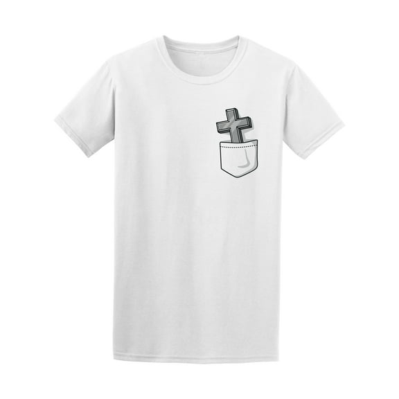 Faux Pocket Christian Cross Men T-Shirt - Image by Shutterstock, Male Medium