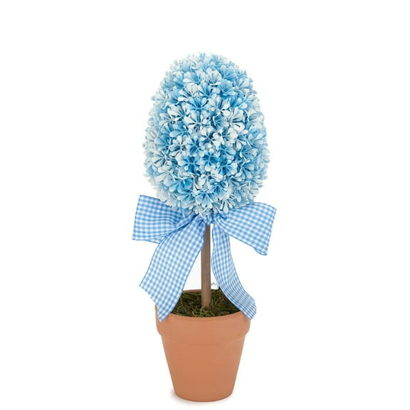 Faux Potted Egg Shape Boxwood Topiary for Indoors - Blue