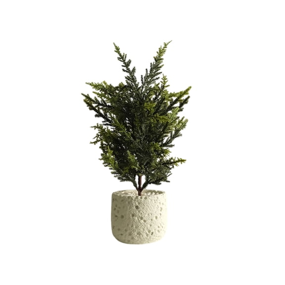 Faux Potted Greenery with Lava Style Pot, Artificial Desktop Plants and Miniature Bonsai for Professional Studio and Office Decor, 10.6 Inch