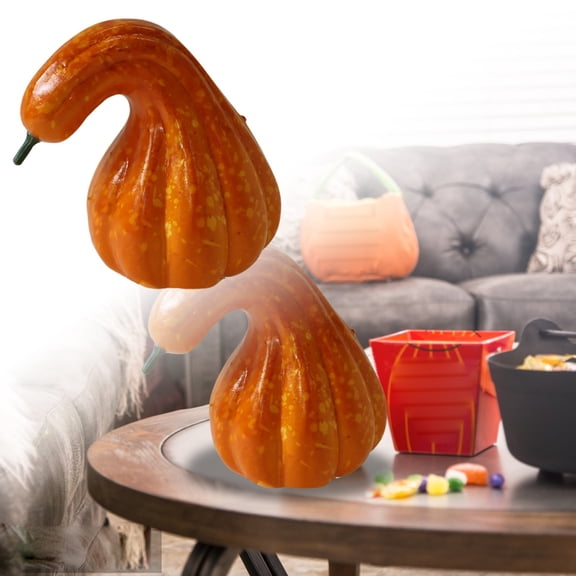 Artificial Pumpkins for Fall Decor - Set of Mini Foam Pumpkins with Gold Stems, Realistic Harvest Centerpiece for Thanksgiving, Halloween & Wedding Table Decor