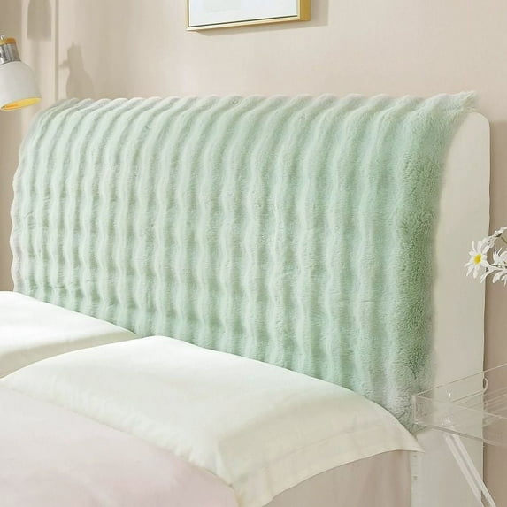 Faux Rabbit Bed Headboard Slipcover for Queen 59in Plush Bed Headboard Cover Soft Dustproof Protector Cover Bedroom Decor Green