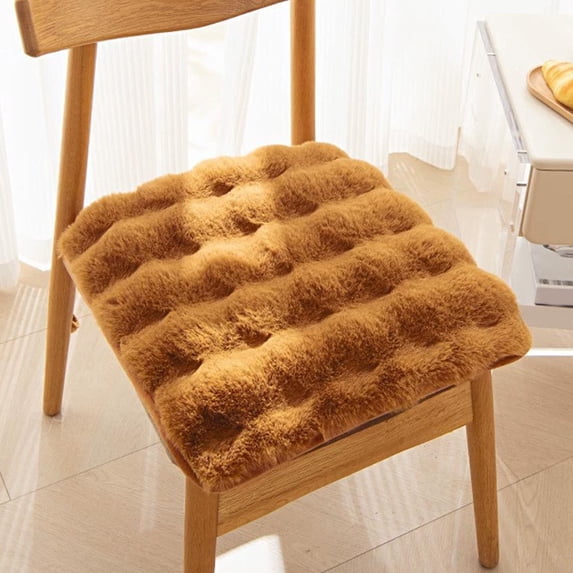 Faux Rabbit Fleece Seat Cushion 18x18 Inch Thick P Chair Pad for Office Desk Car Winter Warmth Comfort for Long Sitting