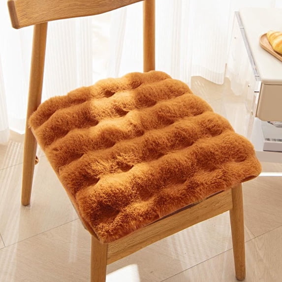 Faux Rabbit Fleece Seat Cushion 18x18 Inch Thick P Chair Pad for Office Desk Car Winter Warmth Comfort for Long Sitting