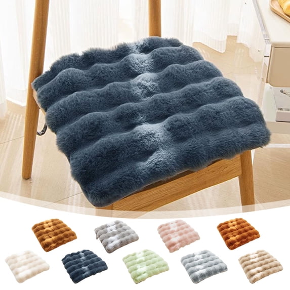 Faux Rabbit Fleece Seat Cushion 45x45cm - Thick Plush Chair Pad, Insulated Winter Comfort, Non-Fade, Washable for Office, Kitchen, Bench, Wheelchair