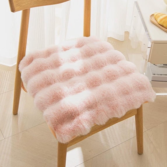 Faux Rabbit Fleece Seat Cushion 45x45cm - Thick Plush Chair Pad, Insulated Winter Comfort, Non-Fade, Washable for Office, Kitchen, Bench, Wheelchair