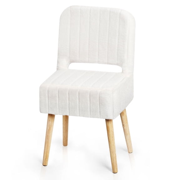 Faux Rabbit Fur Adjustable Backrest Vanity Stool with 10L Hidden Storage - White, Multi-Use Space-Saving Chair/Footstool for Bedroom/Living Room/Dormitory.