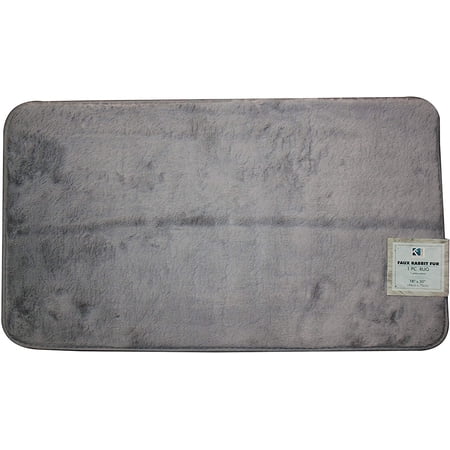 Faux Rabbit Fur Bath Rug Non-Slip Mat Bathoom Carpets Home Décor 17"x24" - Light Grey