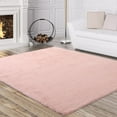 thumbnail image 1 of Faux Rabbit Fur Chair Cover Couch Pad Area Rug Soft Seat Cushion Pad Fluffy Bedside Carpet Mat for Bedroom Floor Living Room, 2.6 x 4ft Rectangle, Pink, 1 of 8
