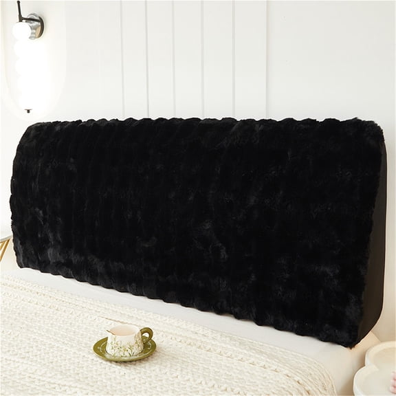 Faux Rabbit Fur Headboard Cover, Soft Plush Bed Head Protector for Full, Queen & King Size Beds, Dustproof Bedroom Headboard Slipcover