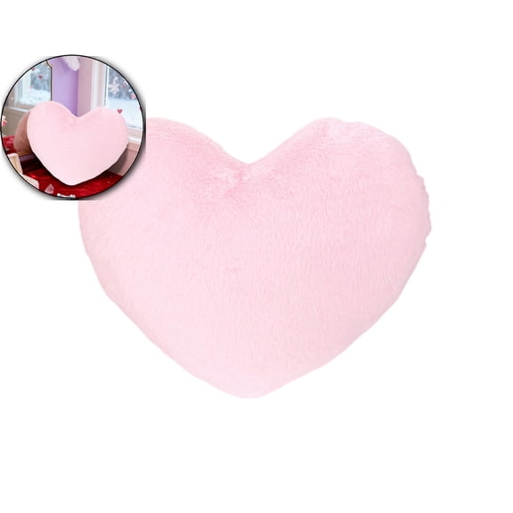 Faux Rabbit Fur Heart-Shaped Throw Pillow – 13x9.8in Ultra-Soft Decorative Cushion for Sofa, Bed & Bedroom – Plush Romantic Home Decor