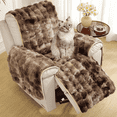 thumbnail image 1 of Faux Rabbit Fur Plush Recliner Slipcover,Soft Warm Faux Fur Couch Sofa Cover Thick Shaggy Fuzzy Sectional Couch Cover,Furniture Protector,Non Slip Washable Reclining Chair Cover for Kids,Pets,Brown, 1 of 7