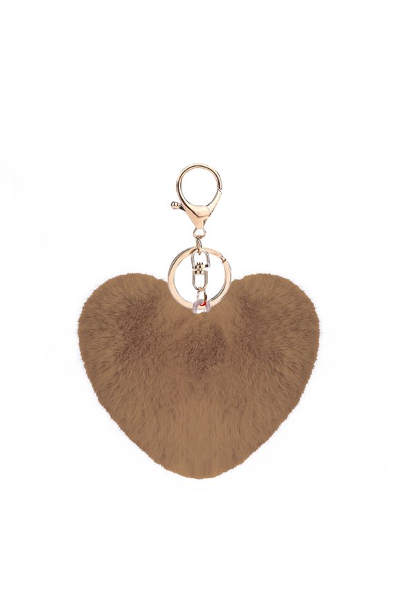 Faux Rabbit Fur Pom Pom Keychain, Plush Heart Bag Charm Pendant for Car Keys, Backpack and DIY Phone Case Accessories