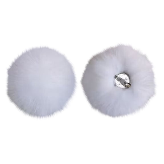 Faux Rabbit Fur Pom Poms, White with Pin Back, Pack of 5, 2.0 inch Diameter Fluffy Artificial Fur Pom Balls for Clothing Shoes Hats Bag DIY Craft Accessories