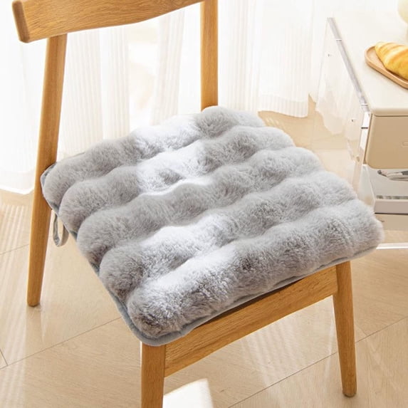 Faux Rabbit Fur Seat Cushion Thickened - Winter Warm Office Chair Pad, Non Slip Plush Washable for Long Sitting, Home & Car