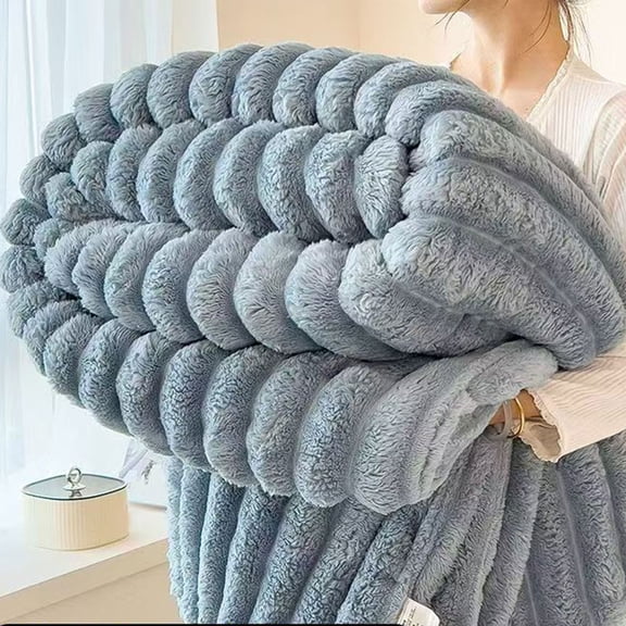 Faux Rabbit Fur Throw Blanket,Cooling Blankets Clearance Bunny Blanket,Super Soft & Warm Faux Rabbit Fur Throw Blanket,Lightweight Microfiber(Blue 60*40in)from ANMUYUM