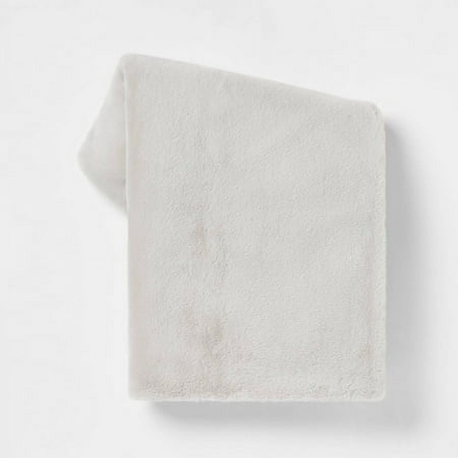 Faux Rabbit Fur Throw Blanket Light Gray Threshold
