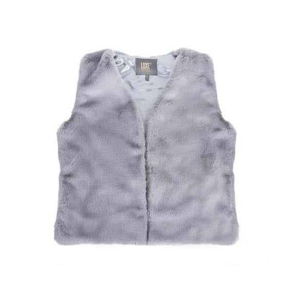 Faux Rabbit Fur Vest - Grey - Extra Small