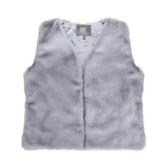 Faux Rabbit Fur Vest - Grey - Large