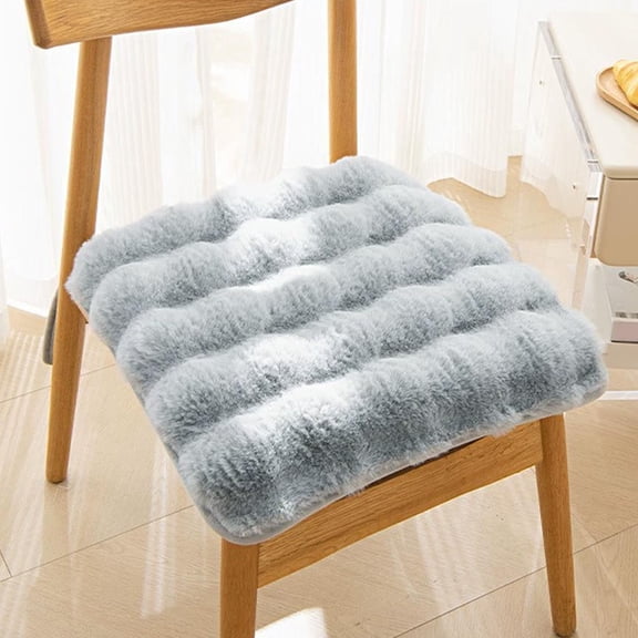 Faux Rabbits Fleece Seat Cushion | Insulated Plush Pad for Office, Home, Chair, Bench - Thick Polyester • 45x45cm • Winter & All-Season Comfort | Breathable, Durable, Easy Clean | White, Khaki