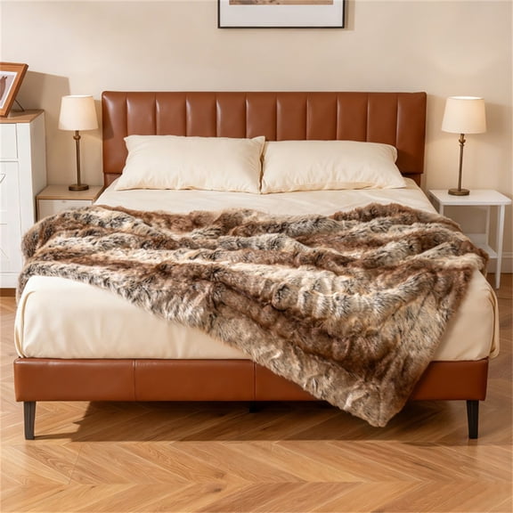 Faux Raccoon Fur Throw Blanket, 760GSM Double-Sided Micro-Mink Lined, 60" x 80", 1.6" Pile, Cozy for Bed, Sofa, or Car