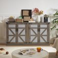 thumbnail image 1 of Faux Rattan 65-Inch Sideboard with Barn Doors / Multi-Scene Use / Extra Large Storage Space, 1 of 7