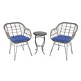 thumbnail image 1 of Faux Rattan Basket Chair set with Mosiac accent table, 1 of 4