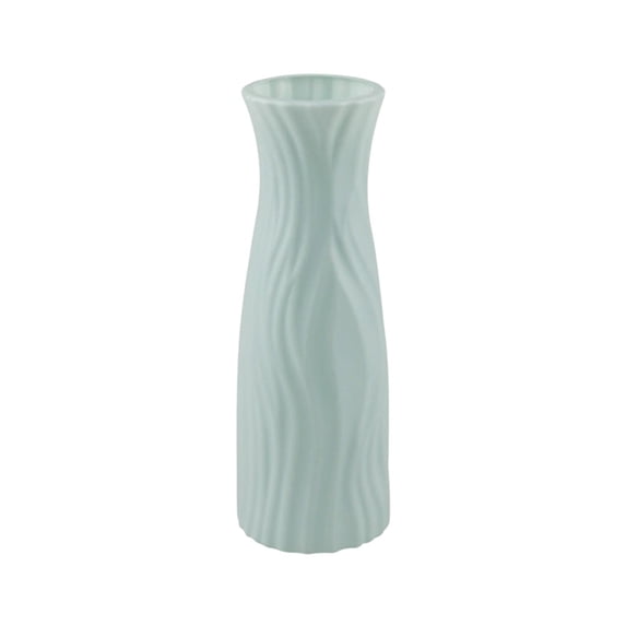 Faux Rattan Plastic Vase - Green Unbreakable Decorative Craft Vase, Glaze Container for Dry Wet Flower Arrangement Home Tabletop Decor