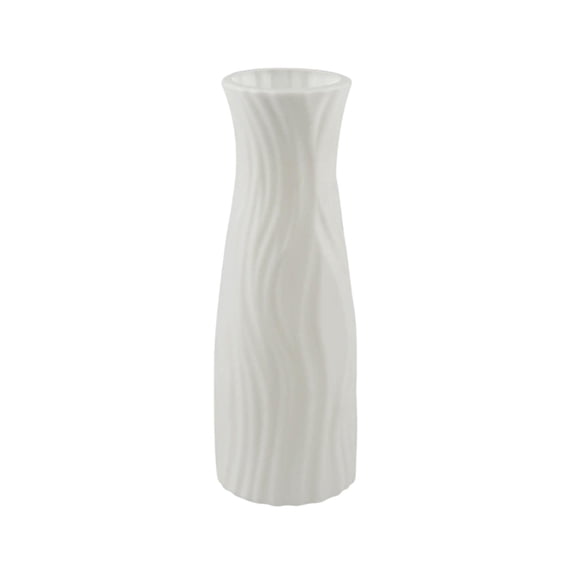 Faux Rattan Plastic Vase - White Unbreakable Decorative Craft Vase, Glaze Container for Dry Wet Flower Arrangement Home Tabletop Decor