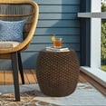 thumbnail image 1 of Faux Rattan Side Table for Both Indoor and Outdoor Use, Handmade MgO, Brown, 1 of 9