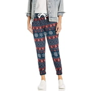 Faux Real Ladies Christmas Pattern Jogger Pants, XL