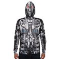 thumbnail image 1 of Faux Real Men's Robot Mask Hoodie, Silver, Small, 1 of 3