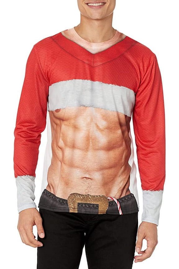 Men's Sublimated Christmas T-Shirt, Xmas Sexy Santa, Small