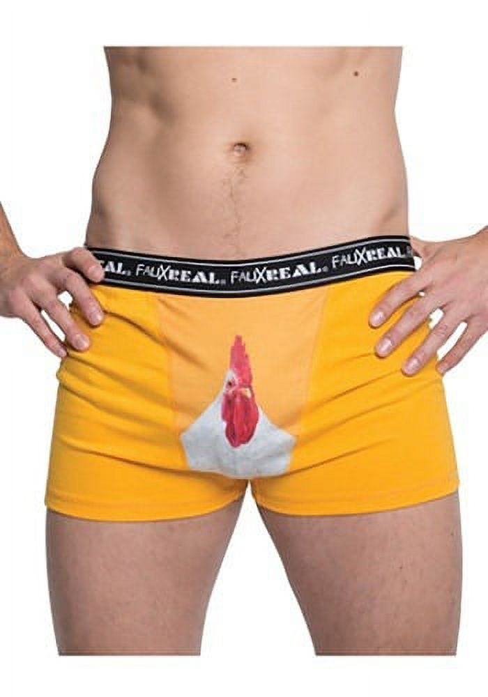 Faux Real Mens Yellow Rooster Boxer Briefs Cock A Doodle Doo Boxer Shorts  Small 