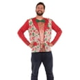 thumbnail image 1 of Faux Real Shirt F138945-S Mens Xmas Shirtless Suit Printed Long Sleeve T-Shirt, Red - Small, 1 of 2