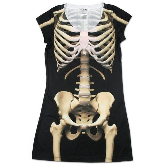 Faux Real Shirt F130281-M Womens Skeleton Dress, Black - Medium