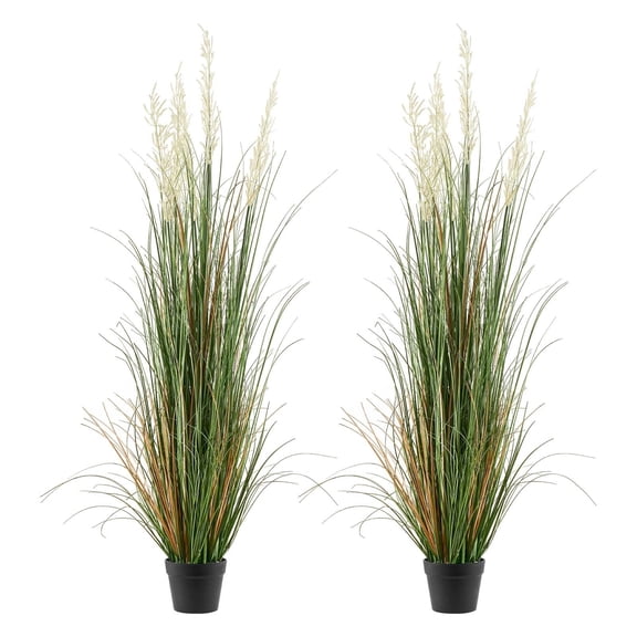 Faux Reed Grass Plant in Pot,2 Pack Artificial Greenery for Indoor Outdoor Decor,Fake Plants for Home Office Garden