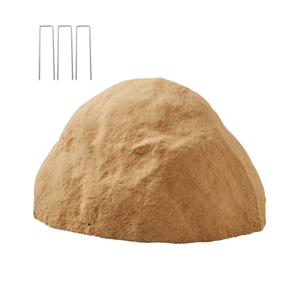 Medium Faux Rock Cover for Outdoor Landscaping, Yard Dcor, and Facility Concealment, Lightweight Weather-Resistant Artificial Boulder with Realistic Sandy Brown Stone Texture for Gardens