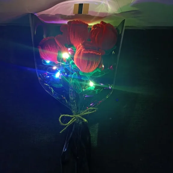 Faux Rose,Artificial Flowers Handmade Rose,LED light,Room Dcor,Home Dcor,Anniversary Gifts,Holiday Gifts,Mothers Day Gifts,Birthday Gifts,Teacher Gifts-4 Red Roses Packaged