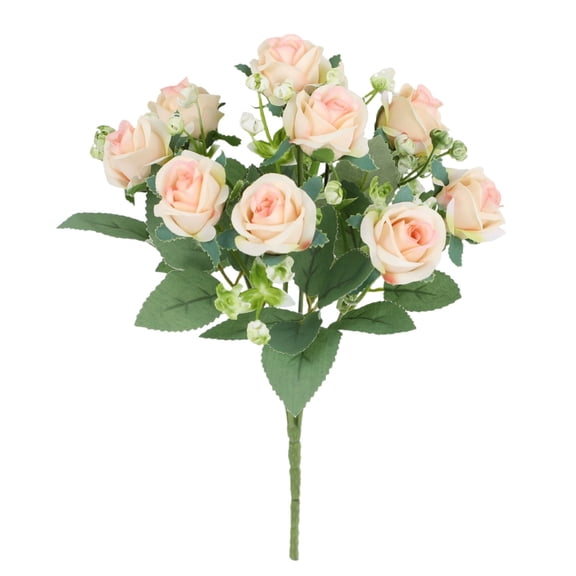 Faux Rose Artificial Flowers - Realistic Silk Rose Bouquet for Spring Summer Table Centerpieces, Vase Arrangements, Wedding Party Decor, and Home Floral Displays, Blush, 1 Bunch, 11.81"